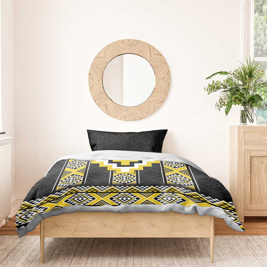 Yellow Taniko Aotearoa Bedding Set Niho Taniwha Mix Poutama LT14 - Polynesian Pride