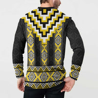 Yellow Taniko Aotearoa Button Sweatshirt Niho Taniwha Mix Poutama