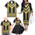 Yellow Taniko Aotearoa Family Matching Off The Shoulder Long Sleeve Dress and Hawaiian Shirt Niho Taniwha Mix Poutama