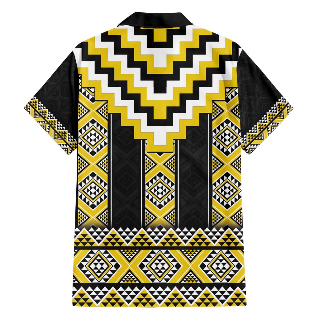 Yellow Taniko Aotearoa Family Matching Puletasi and Hawaiian Shirt Niho Taniwha Mix Poutama LT14 - Polynesian Pride