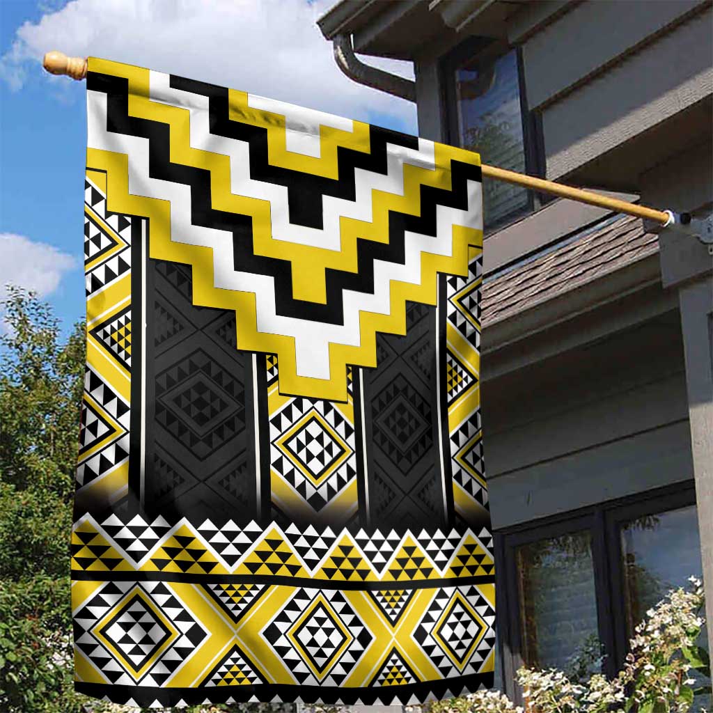 Yellow Taniko Aotearoa Garden Flag Niho Taniwha Mix Poutama LT14 - Polynesian Pride