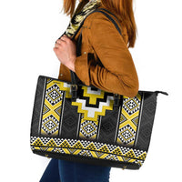Yellow Taniko Aotearoa Leather Tote Bag Niho Taniwha Mix Poutama LT14 Yellow - Polynesian Pride