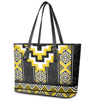 Yellow Taniko Aotearoa Leather Tote Bag Niho Taniwha Mix Poutama LT14 - Polynesian Pride