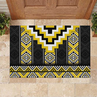 Yellow Taniko Aotearoa Rubber Doormat Niho Taniwha Mix Poutama LT14 Yellow - Polynesian Pride