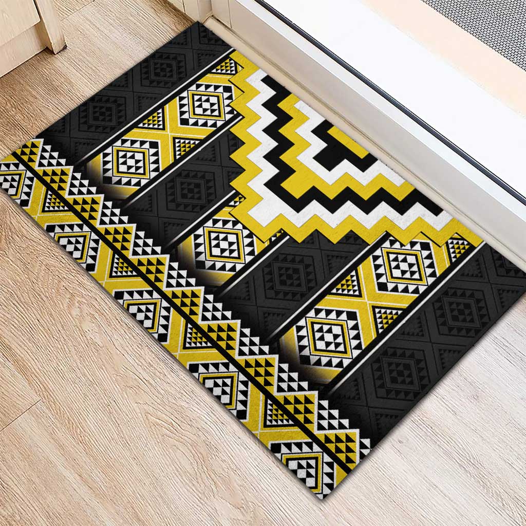 Yellow Taniko Aotearoa Rubber Doormat Niho Taniwha Mix Poutama LT14 - Polynesian Pride