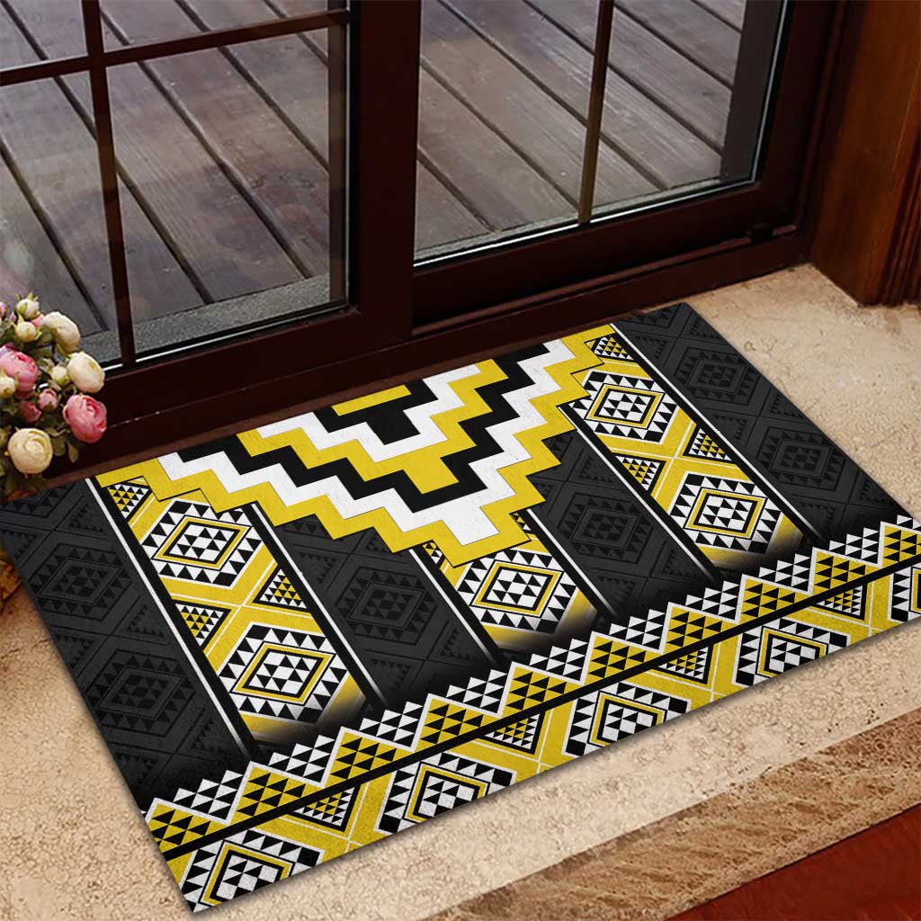 Yellow Taniko Aotearoa Rubber Doormat Niho Taniwha Mix Poutama LT14 - Polynesian Pride