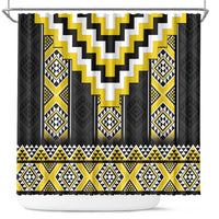 Yellow Taniko Aotearoa Shower Curtain Niho Taniwha Mix Poutama LT14 Yellow - Polynesian Pride