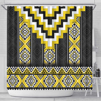 Yellow Taniko Aotearoa Shower Curtain Niho Taniwha Mix Poutama LT14 - Polynesian Pride