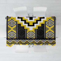 Yellow Taniko Aotearoa Tablecloth Niho Taniwha Mix Poutama LT14 Yellow - Polynesian Pride