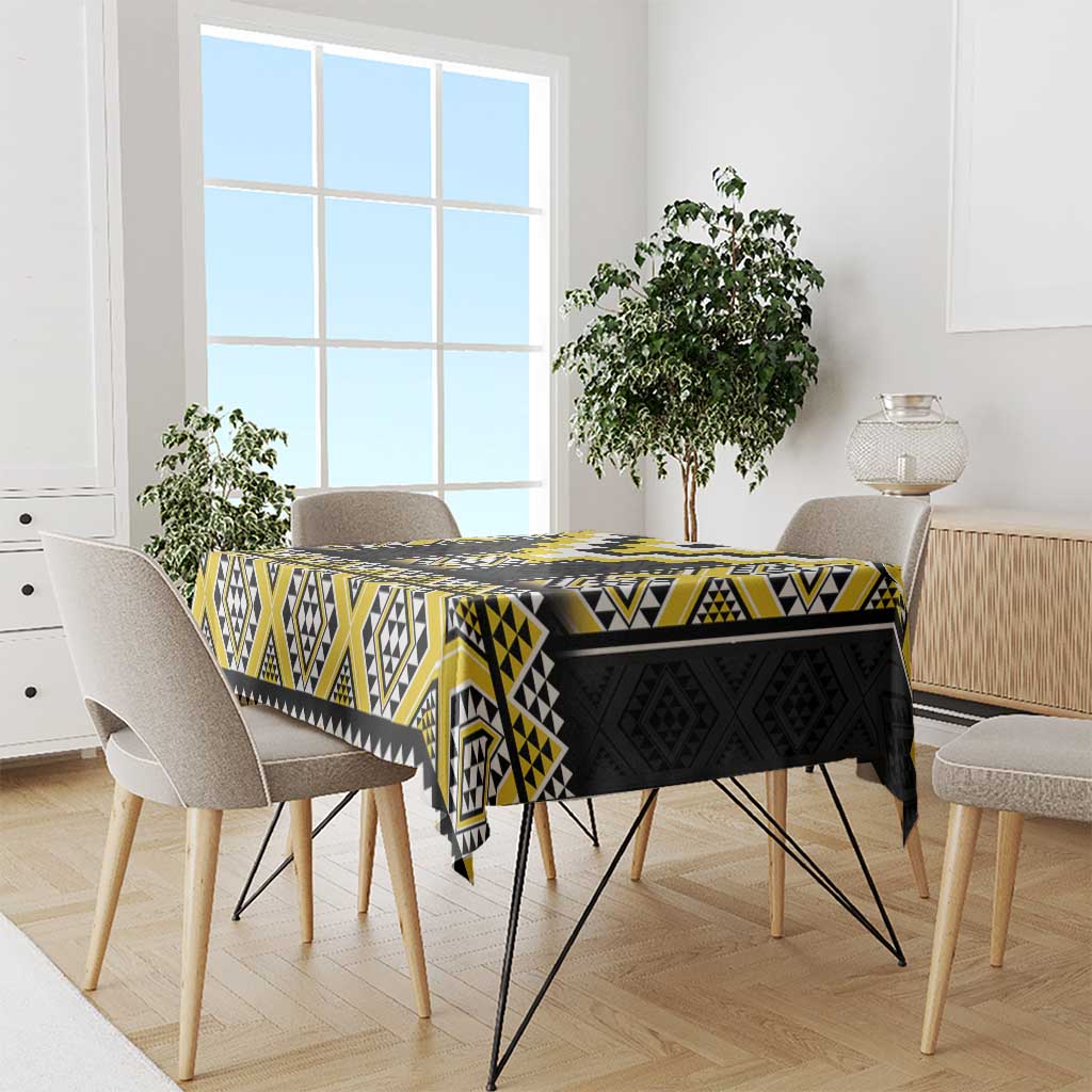 Yellow Taniko Aotearoa Tablecloth Niho Taniwha Mix Poutama LT14 - Polynesian Pride