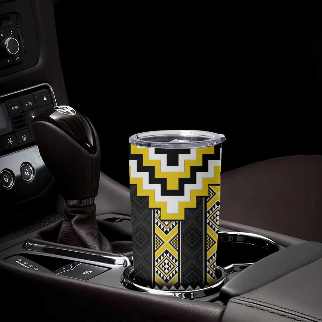 Yellow Taniko Aotearoa Tumbler Cup Niho Taniwha Mix Poutama