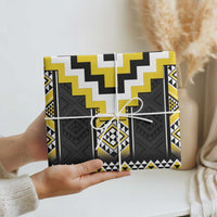 Yellow Taniko Aotearoa Wrapping Paper Niho Taniwha Mix Poutama - Polynesian Pride