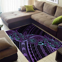 Teal Purple Polynesia Plumeria Tattoo Area Rug LT14 - Polynesian Pride