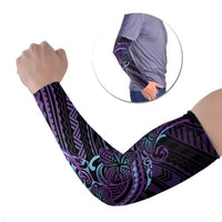 Teal Purple Polynesia Plumeria Tattoo Arm Sleeves