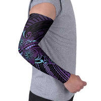 Teal Purple Polynesia Plumeria Tattoo Arm Sleeves