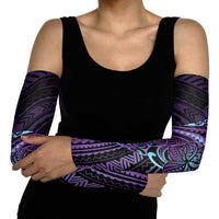 Teal Purple Polynesia Plumeria Tattoo Arm Sleeves