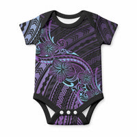 Teal Purple Polynesia Plumeria Tattoo Baby Onesie