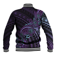 Teal Purple Polynesia Plumeria Tattoo Baseball Jacket
