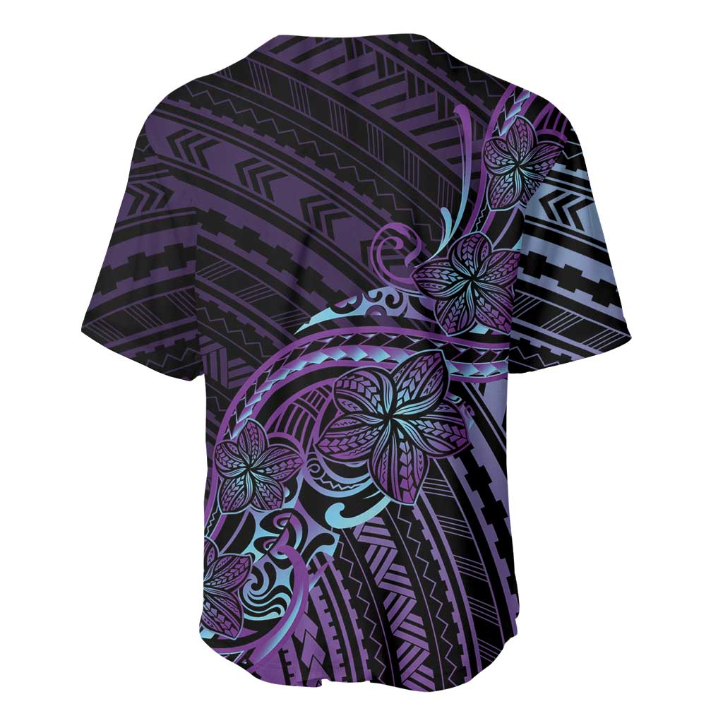 Teal Purple Polynesia Plumeria Tattoo Baseball Jersey