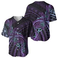 Teal Purple Polynesia Plumeria Tattoo Baseball Jersey