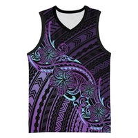 Teal Purple Polynesia Plumeria Tattoo Basketball Jersey
