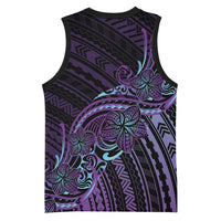 Teal Purple Polynesia Plumeria Tattoo Basketball Jersey