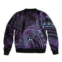Teal Purple Polynesia Plumeria Tattoo Bomber Jacket