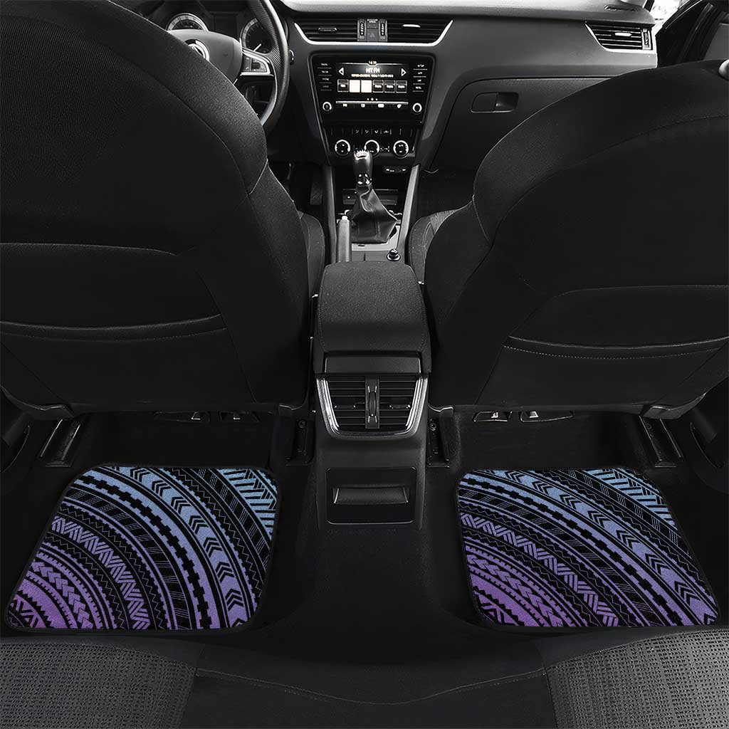 Teal Purple Polynesia Plumeria Tattoo Car Mats