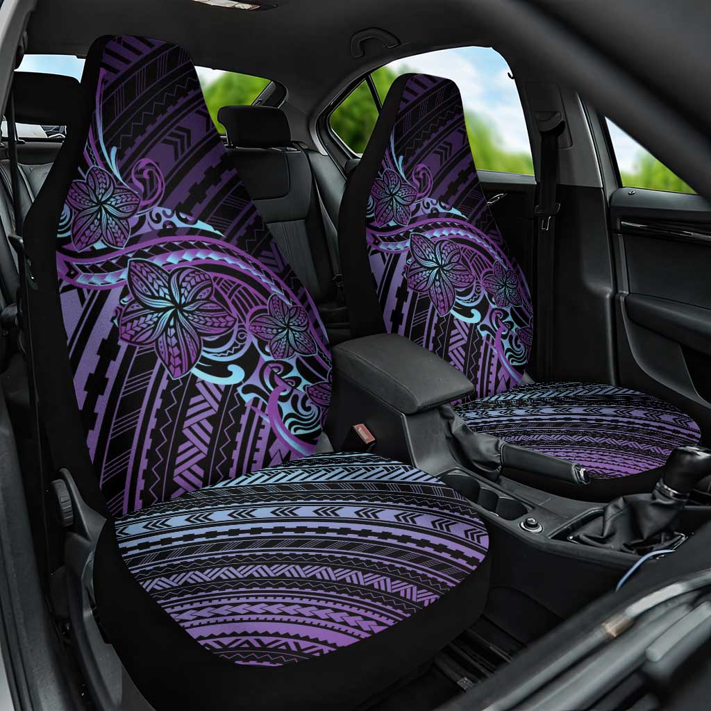 Teal Purple Polynesia Plumeria Tattoo Car Seat Cover
