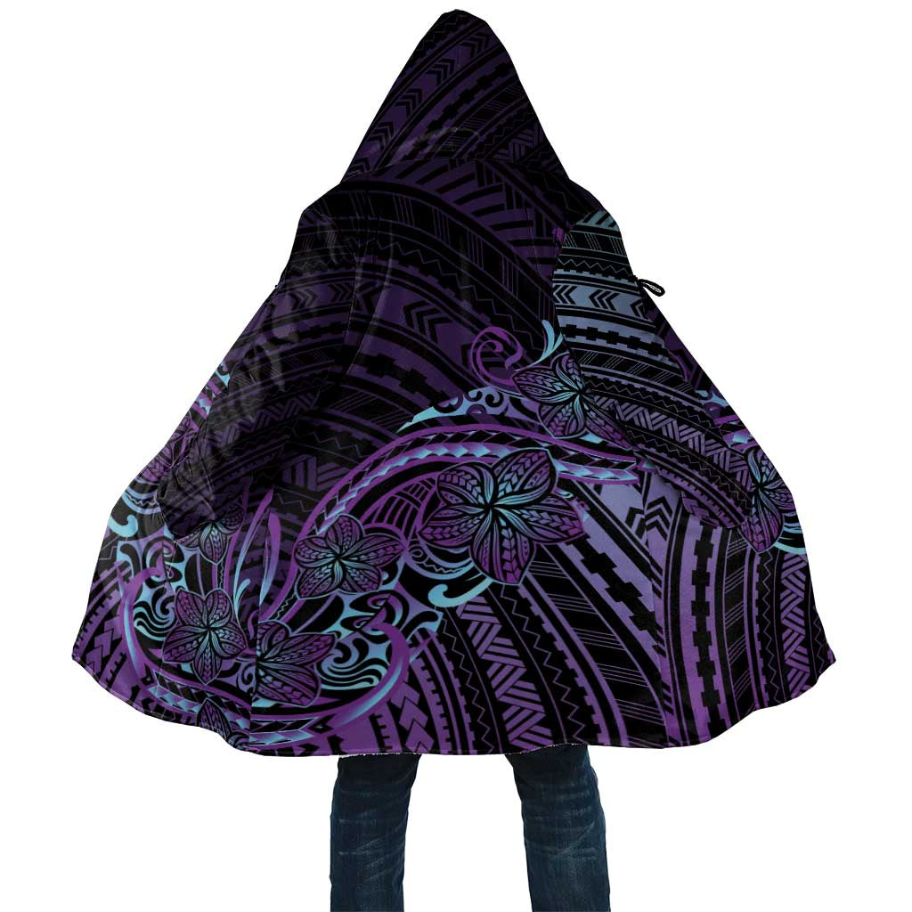 Teal Purple Polynesia Plumeria Tattoo Cloak