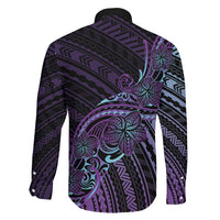 Teal Purple Polynesia Plumeria Tattoo Family Matching Off Shoulder Maxi Dress and Hawaiian Shirt LT14 - Polynesian Pride