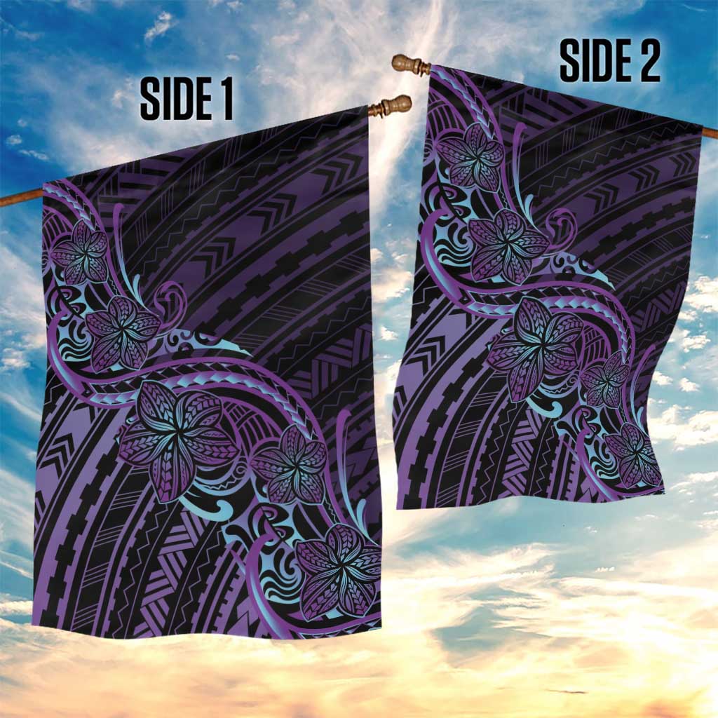 Teal Purple Polynesia Plumeria Tattoo Garden Flag LT14 - Polynesian Pride