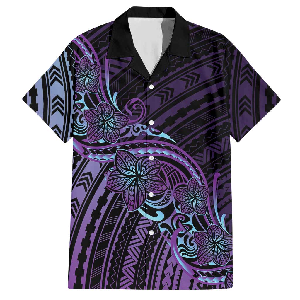 Teal Purple Polynesia Plumeria Tattoo Hawaiian Shirt LT14 Purple - Polynesian Pride