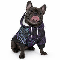 Teal Purple Polynesia Plumeria Tattoo Pet Hoodie