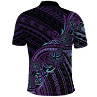 Teal Purple Polynesia Plumeria Tattoo Polo Shirt