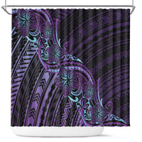 Teal Purple Polynesia Plumeria Tattoo Shower Curtain