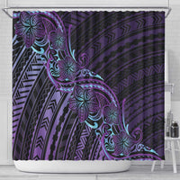 Teal Purple Polynesia Plumeria Tattoo Shower Curtain