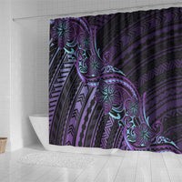 Teal Purple Polynesia Plumeria Tattoo Shower Curtain