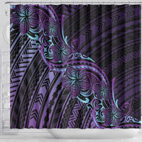 Teal Purple Polynesia Plumeria Tattoo Shower Curtain