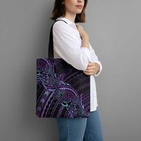 Teal Purple Polynesia Plumeria Tattoo Tote Bag