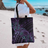 Teal Purple Polynesia Plumeria Tattoo Tote Bag