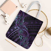 Teal Purple Polynesia Plumeria Tattoo Tote Bag