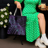 Teal Purple Polynesia Plumeria Tattoo Tote Bag