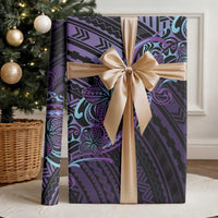 Teal Purple Polynesia Plumeria Tattoo Wrapping Paper