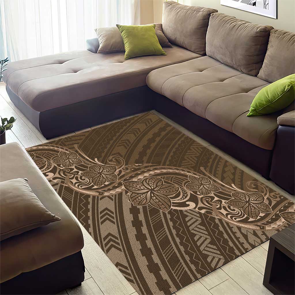 Brown Polynesia Plumeria Tattoo Area Rug LT14 - Polynesian Pride