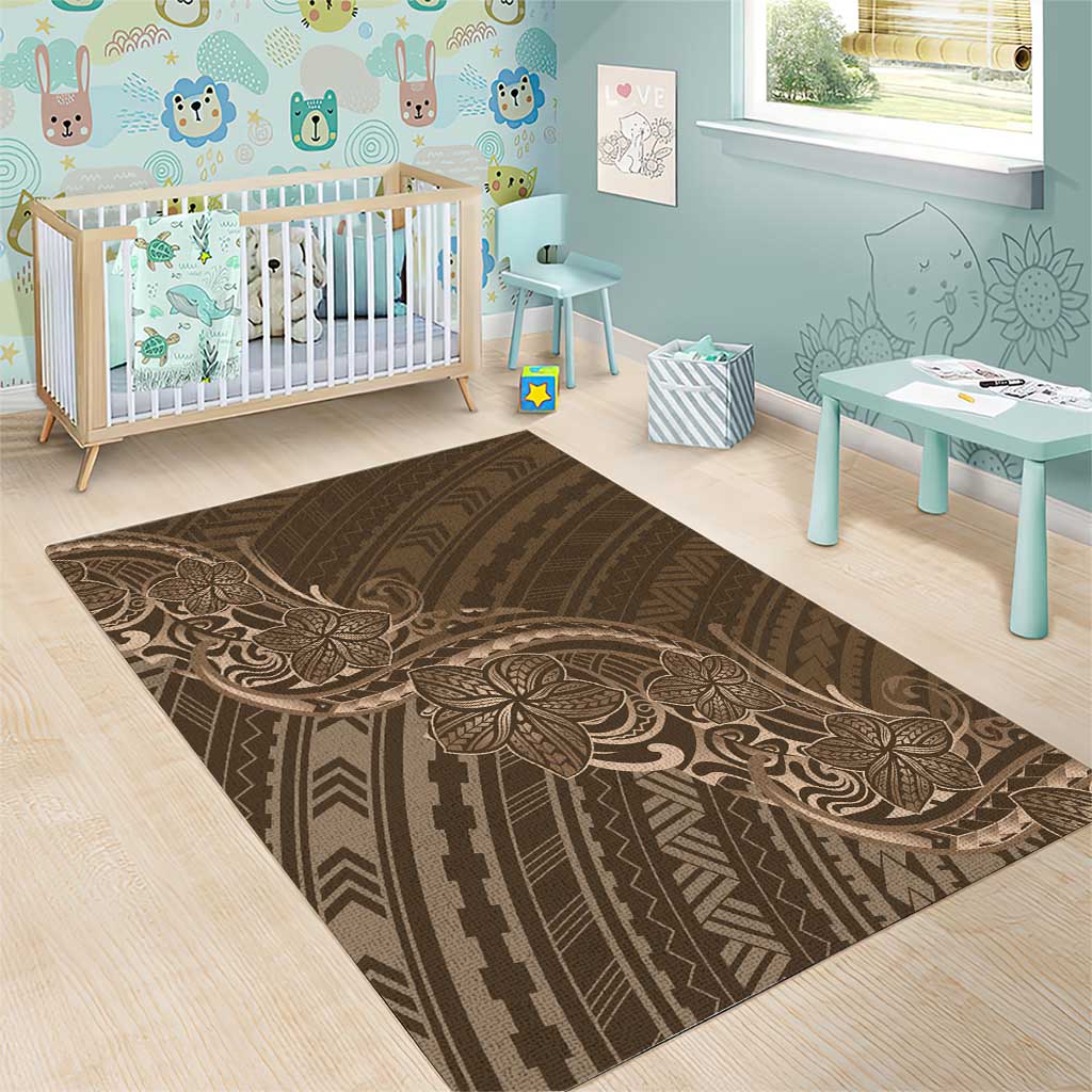 Brown Polynesia Plumeria Tattoo Area Rug LT14 - Polynesian Pride