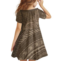 Brown Polynesia Plumeria Tattoo Family Matching Off Shoulder Maxi Dress and Hawaiian Shirt LT14 - Polynesian Pride