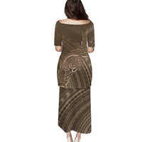 Brown Polynesia Plumeria Tattoo Family Matching Puletasi and Hawaiian Shirt LT14 - Polynesian Pride