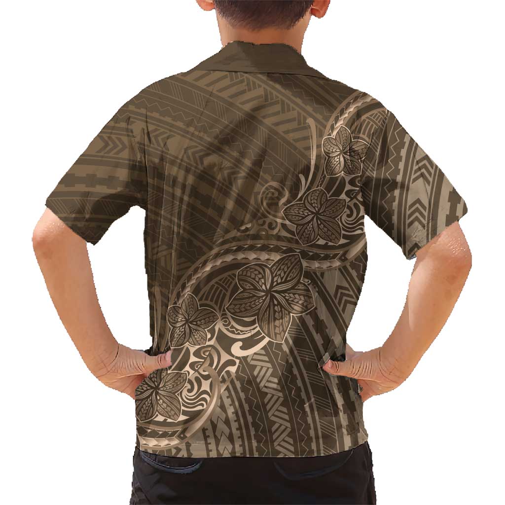 Brown Polynesia Plumeria Tattoo Family Matching Summer Maxi Dress and Hawaiian Shirt LT14 - Polynesian Pride
