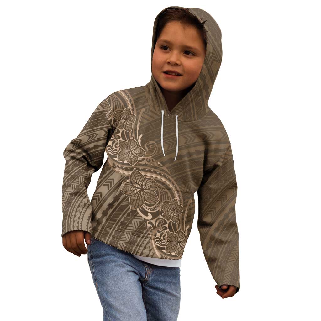 Brown Polynesia Plumeria Tattoo Kid Hoodie LT14 - Polynesian Pride